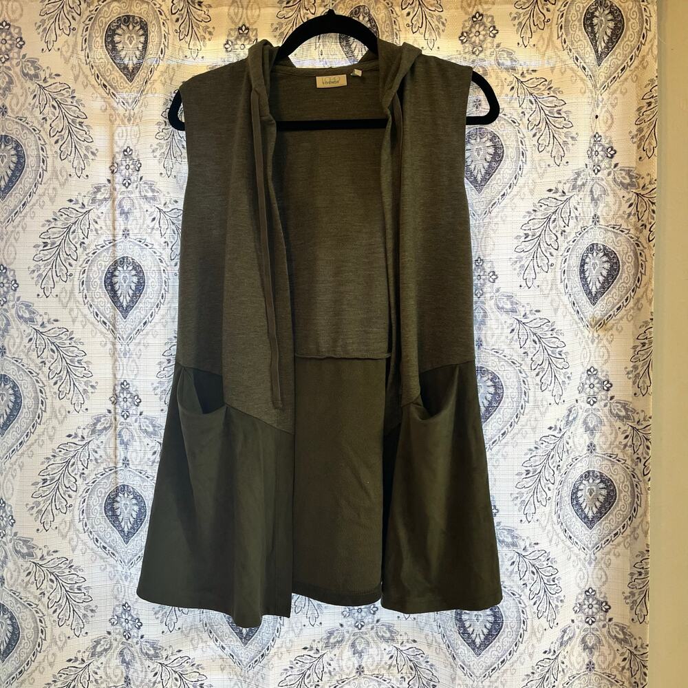 Logo Lounge Olive Marled‎ Knit Hooded Vest Size XS